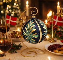 håndmalet juletræskugle med zirkoner og guld